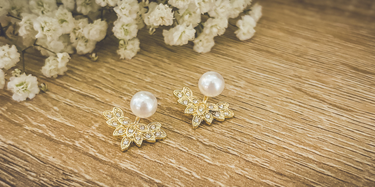Beautiful Crystal and Pearl Jacket Earrings