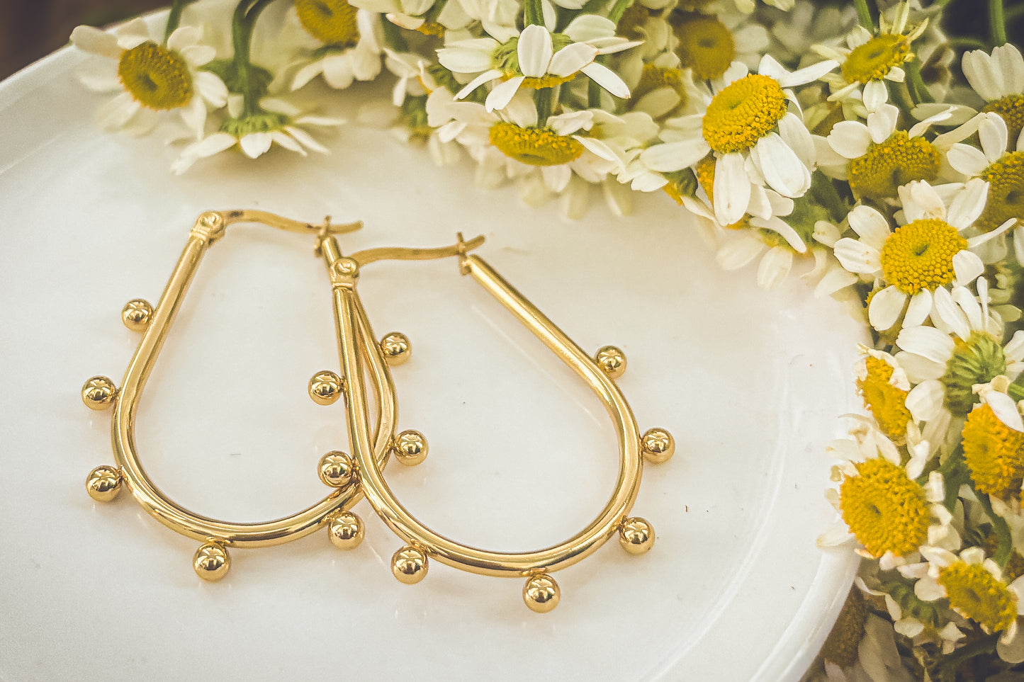 Beautiful Gold Hoop and Bauble Earrings