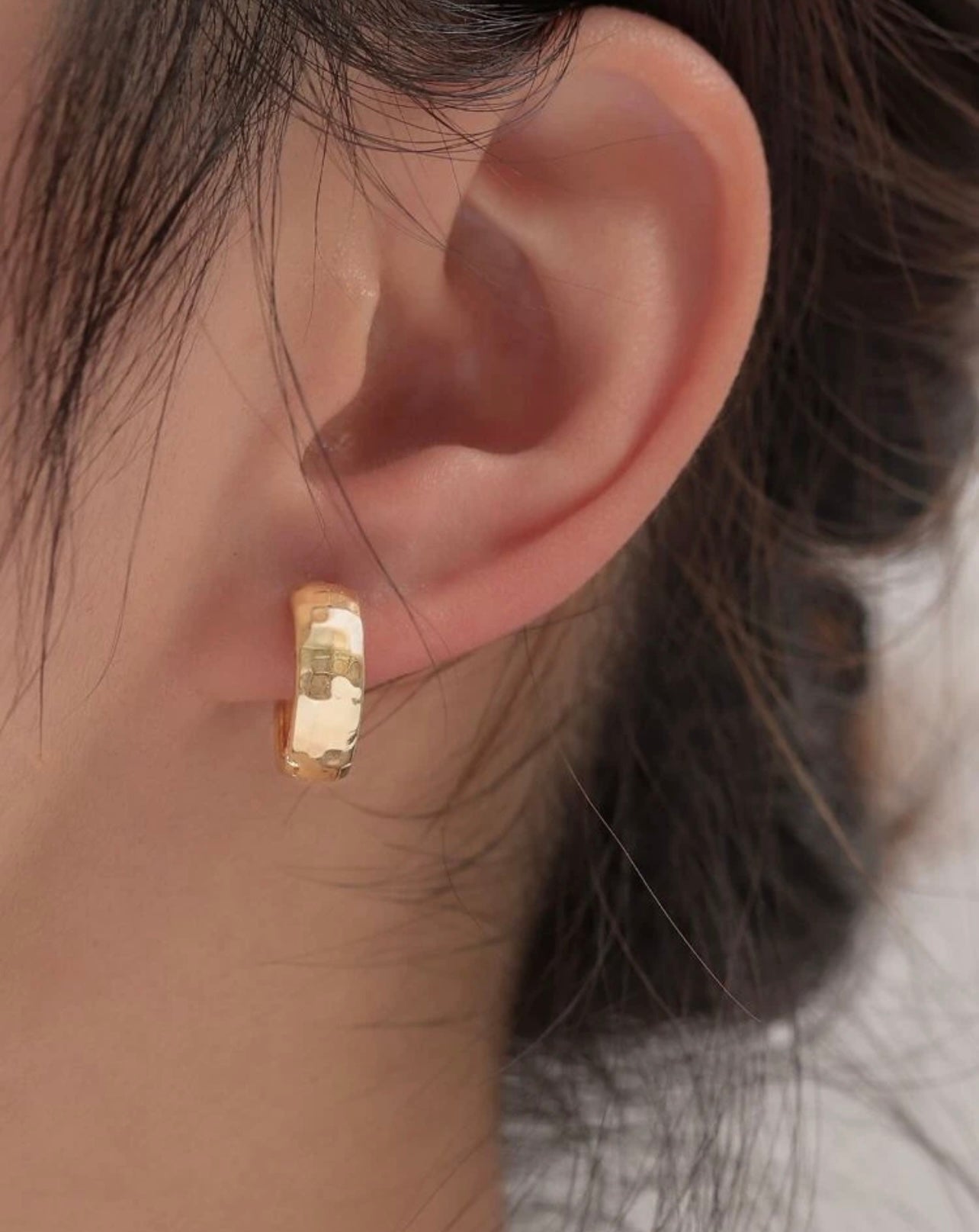 Beautiful Gold or Silver Hammered Hug Earrings
