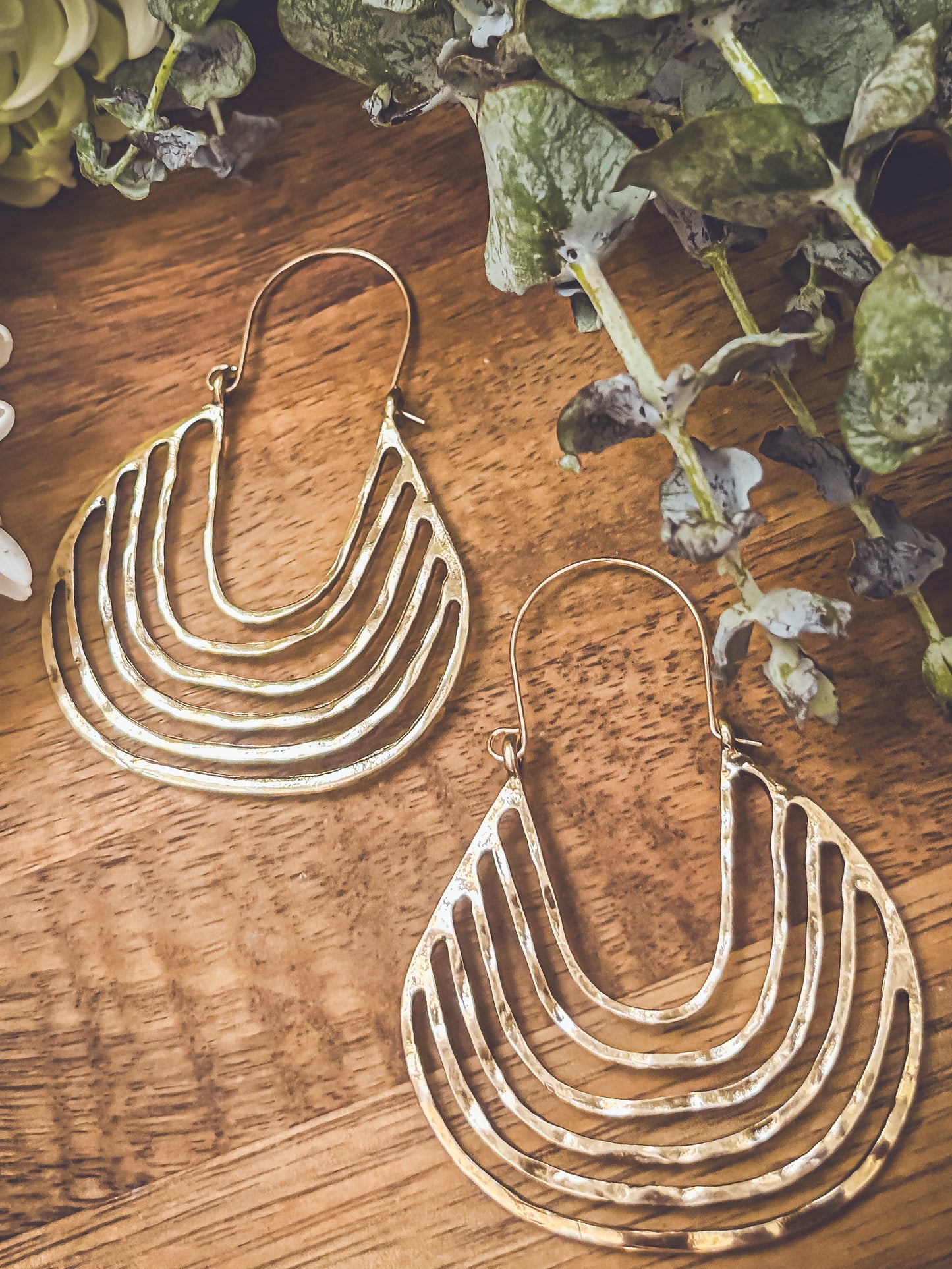 Beautiful Geometric Gold Drop Earrings