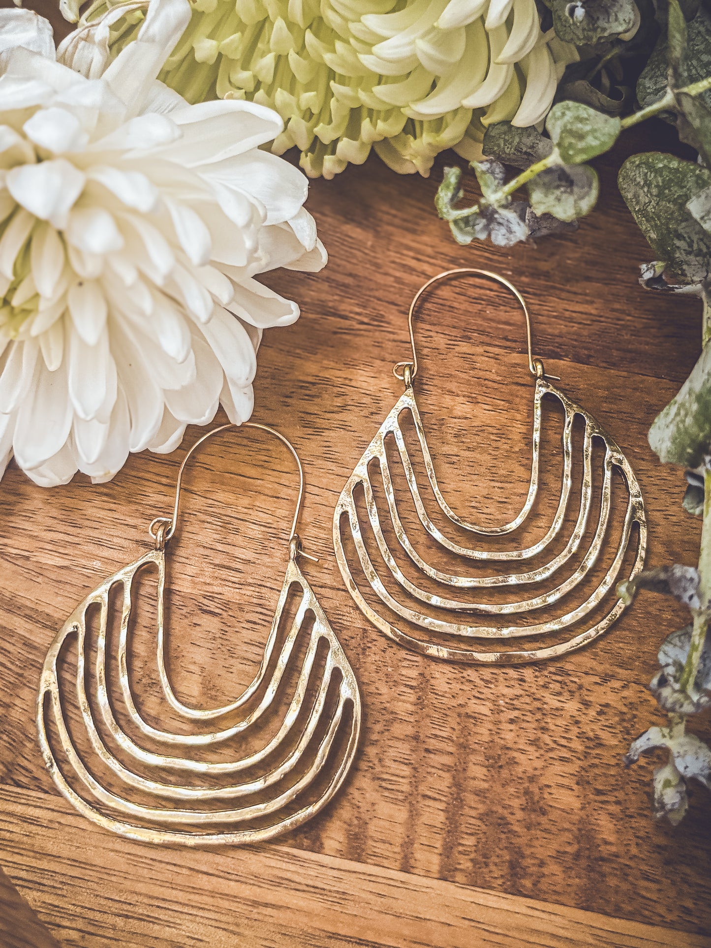 Beautiful Geometric Gold Drop Earrings