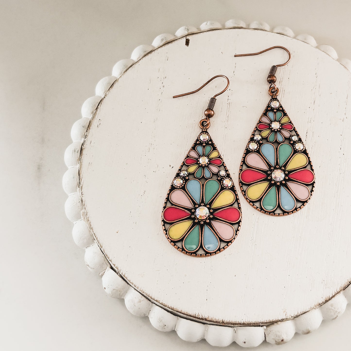 Beautiful Colorful Flower Drop Earrings