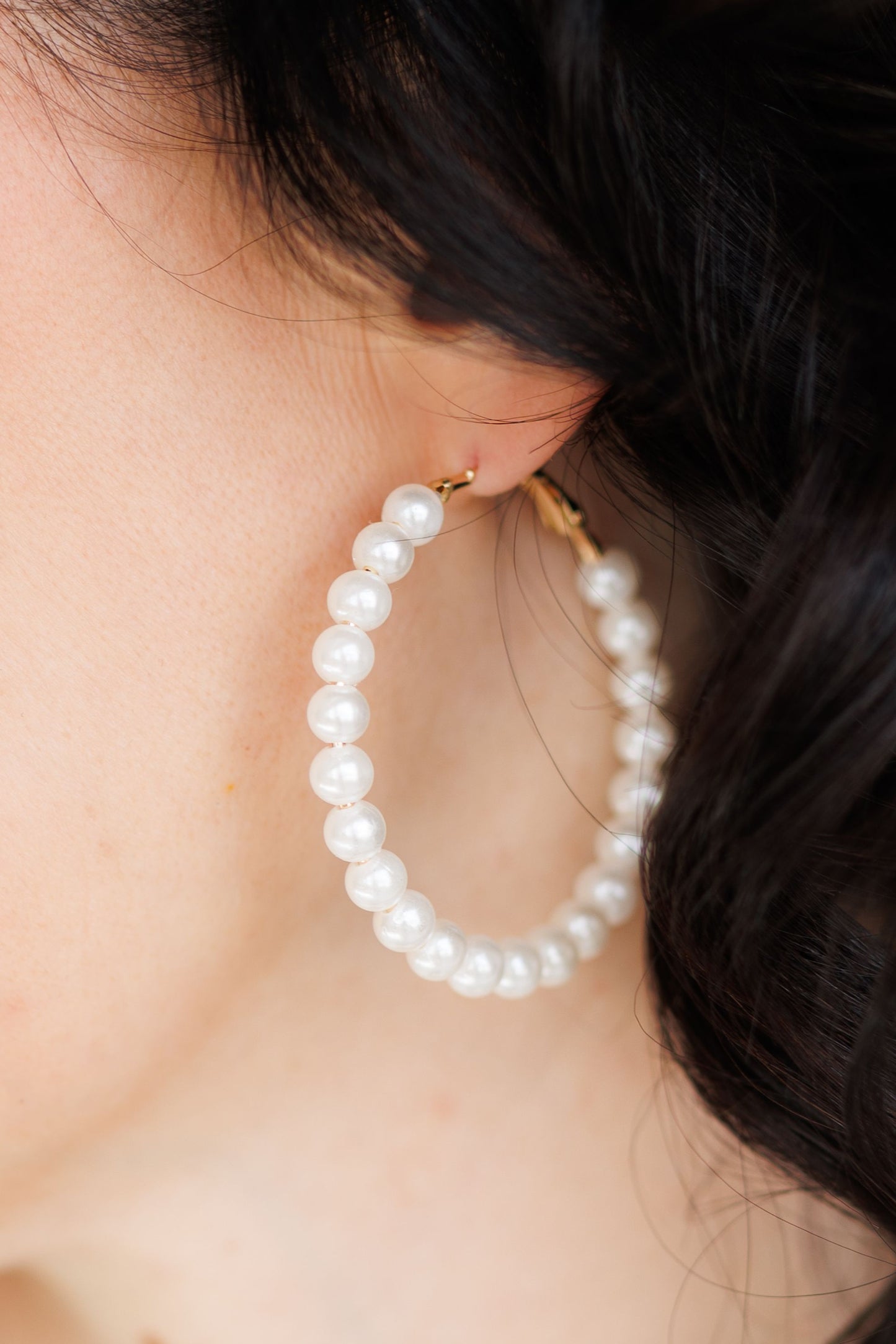 Beautiful Pearl Hoops