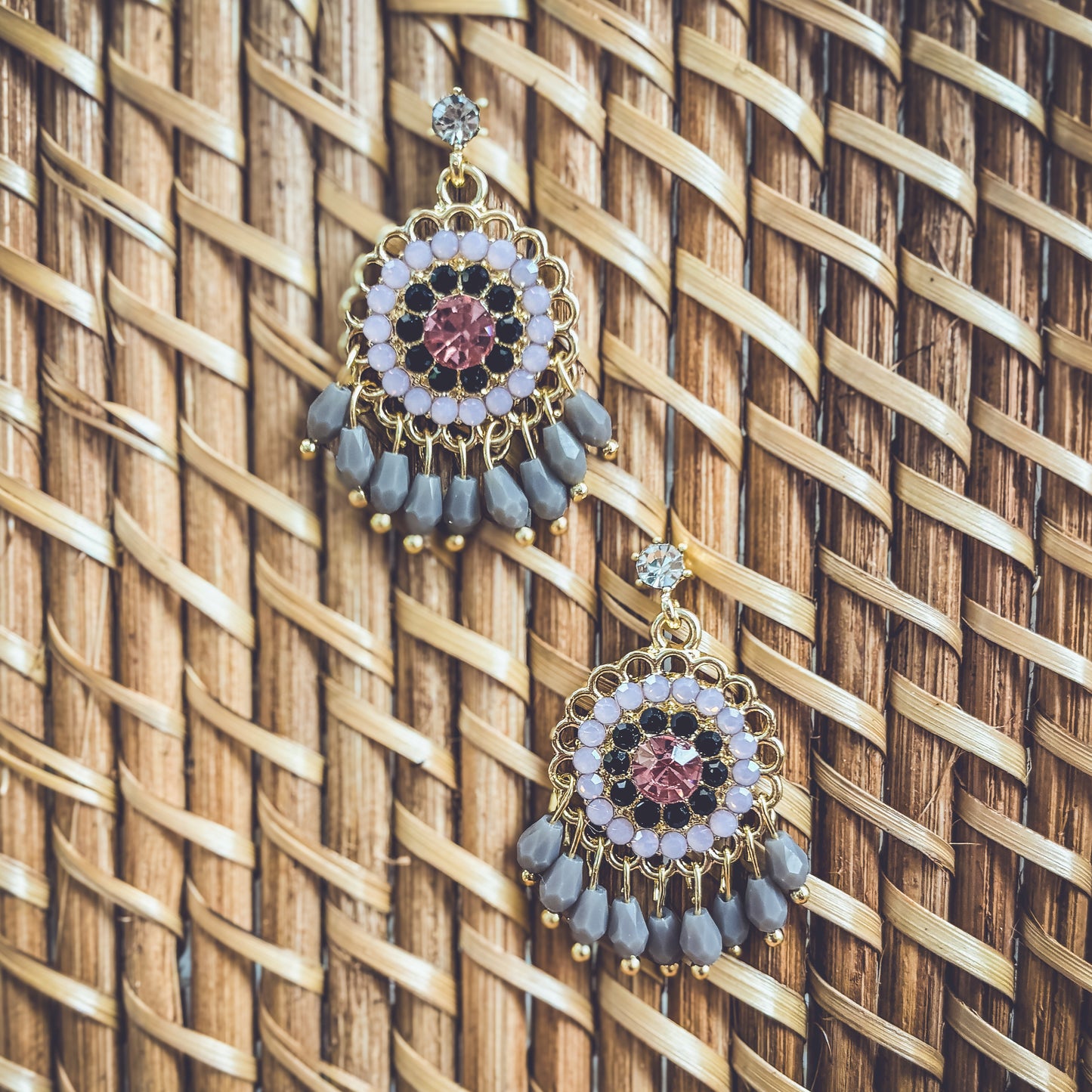 Beautiful Pink and Purple Crystal Drop Earrings