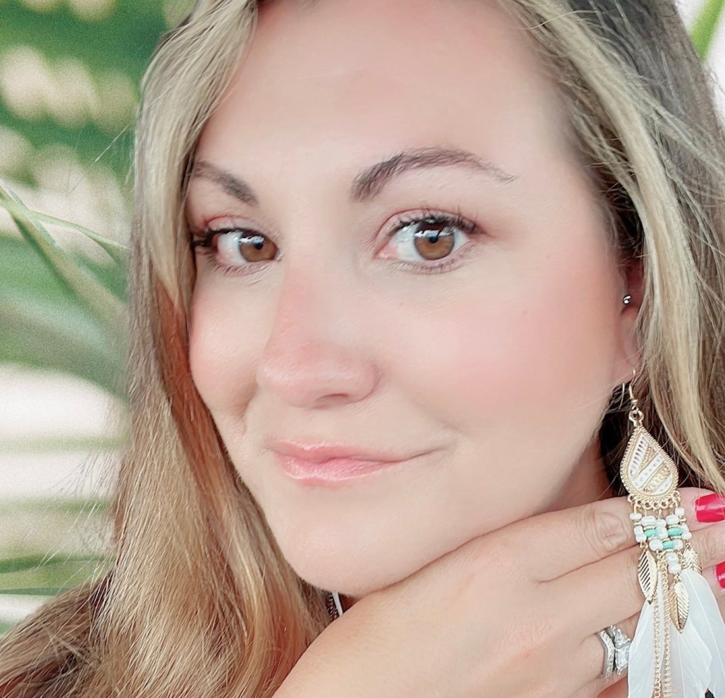 Beautiful White Boho Feather Earrings