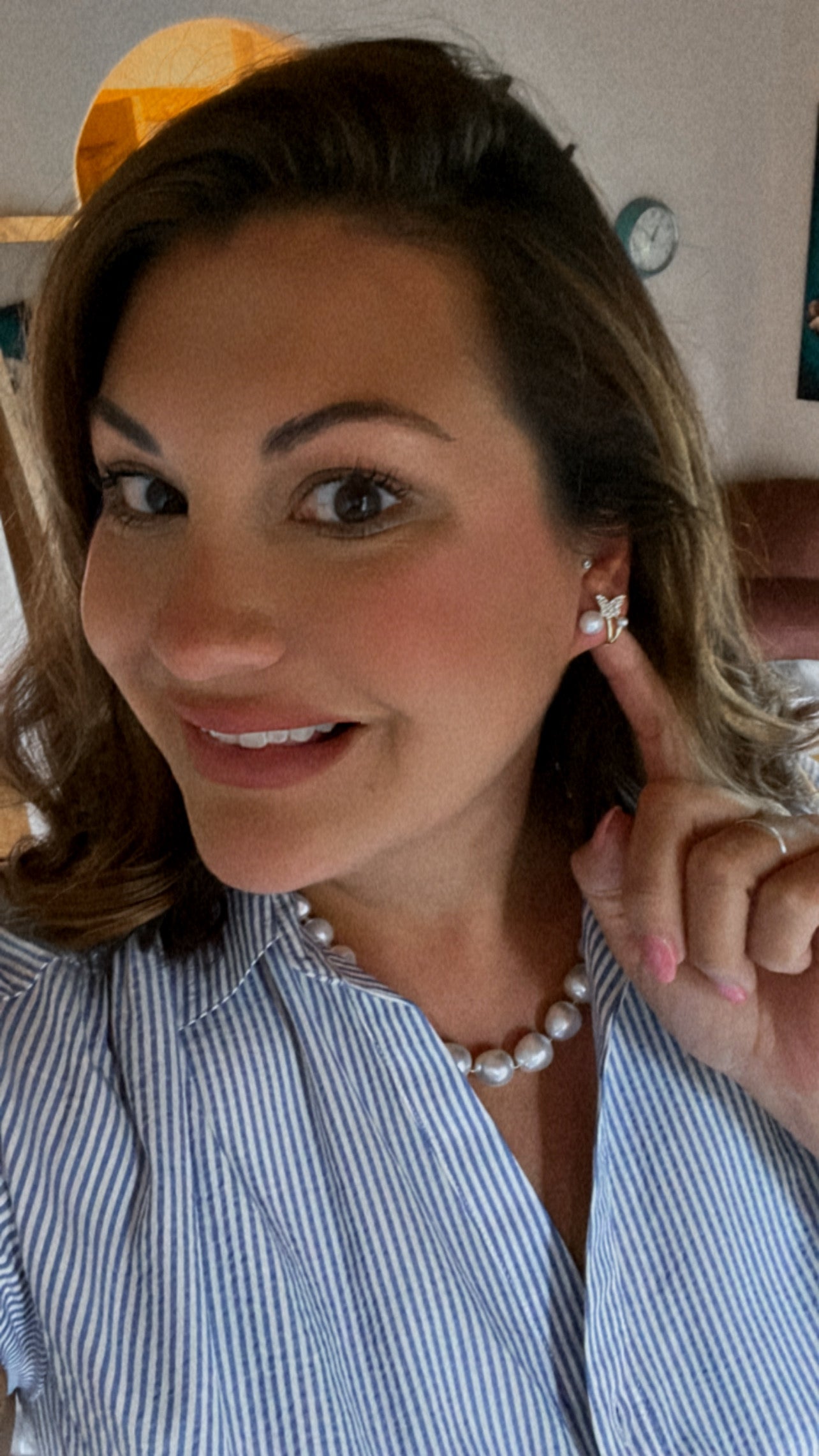 Beautiful Butterfly Pearl Jacket Earrings