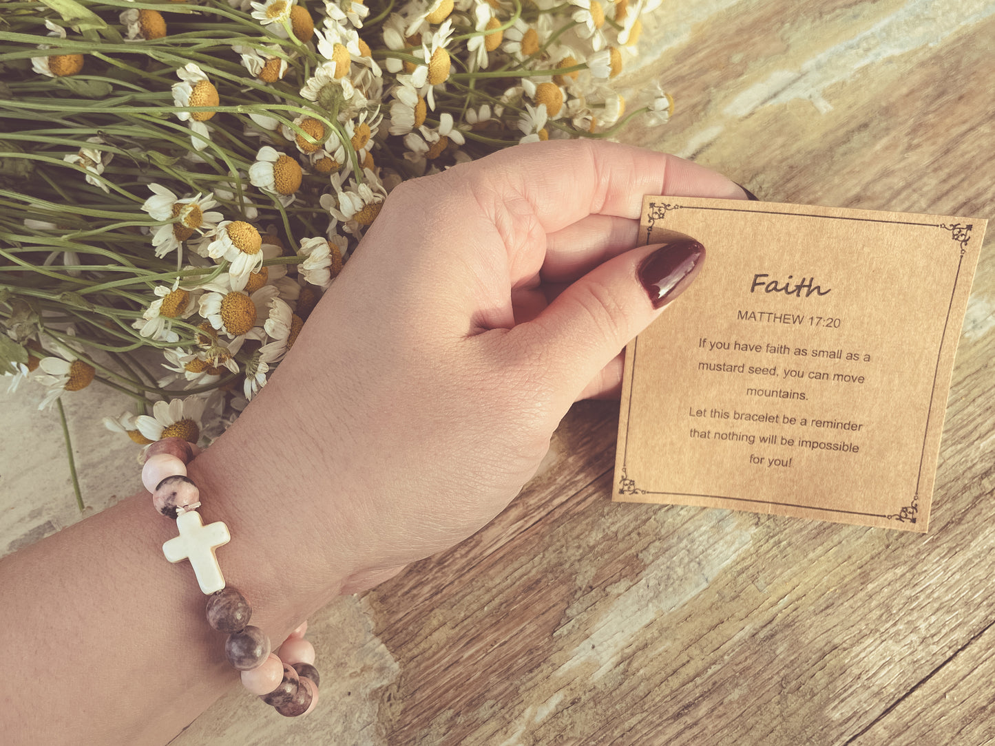 Beautiful Cross Stone Stacking Bracelet