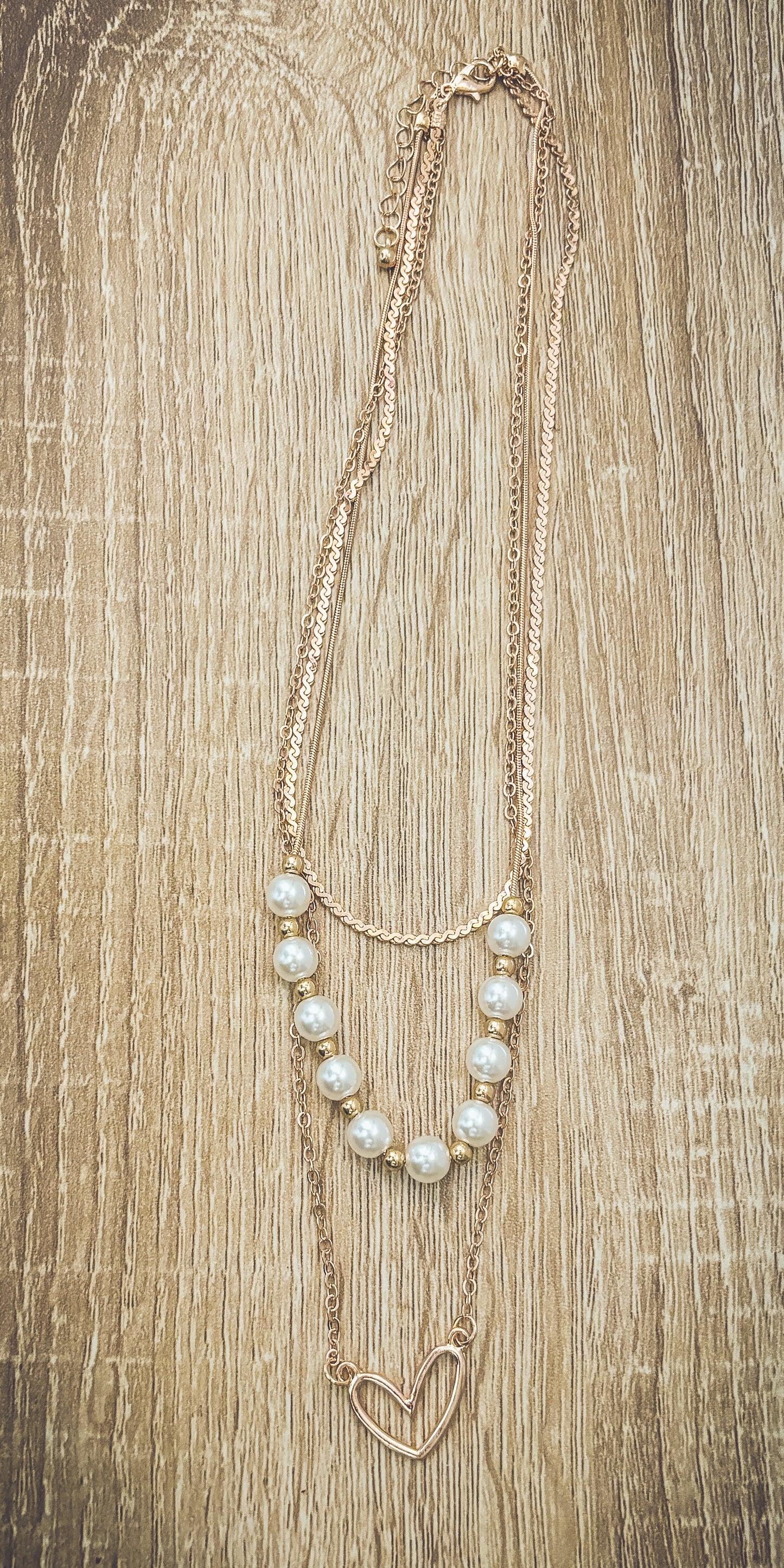 Beautiful Gold and Pearl Heart Necklace