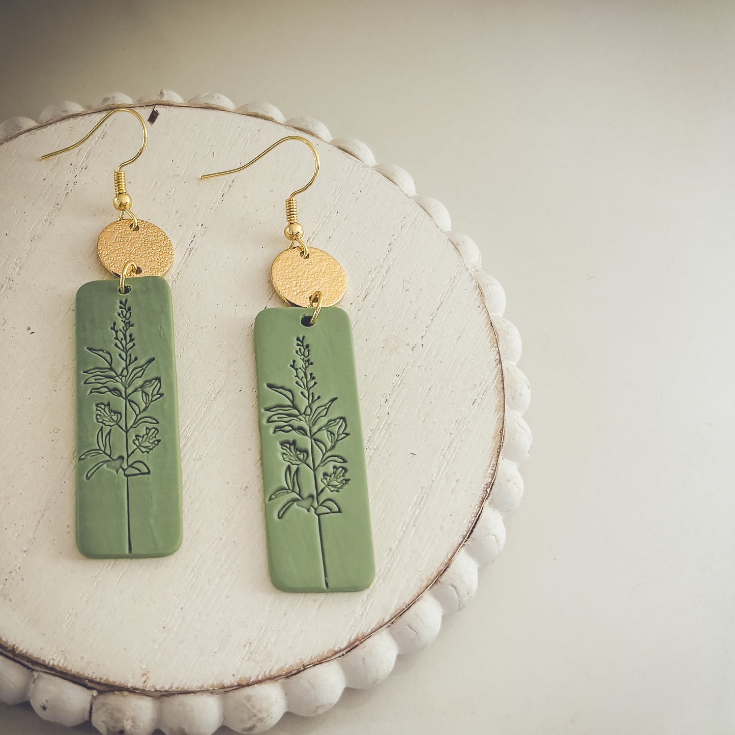 Beautiful Gold and Green Floral Earrings