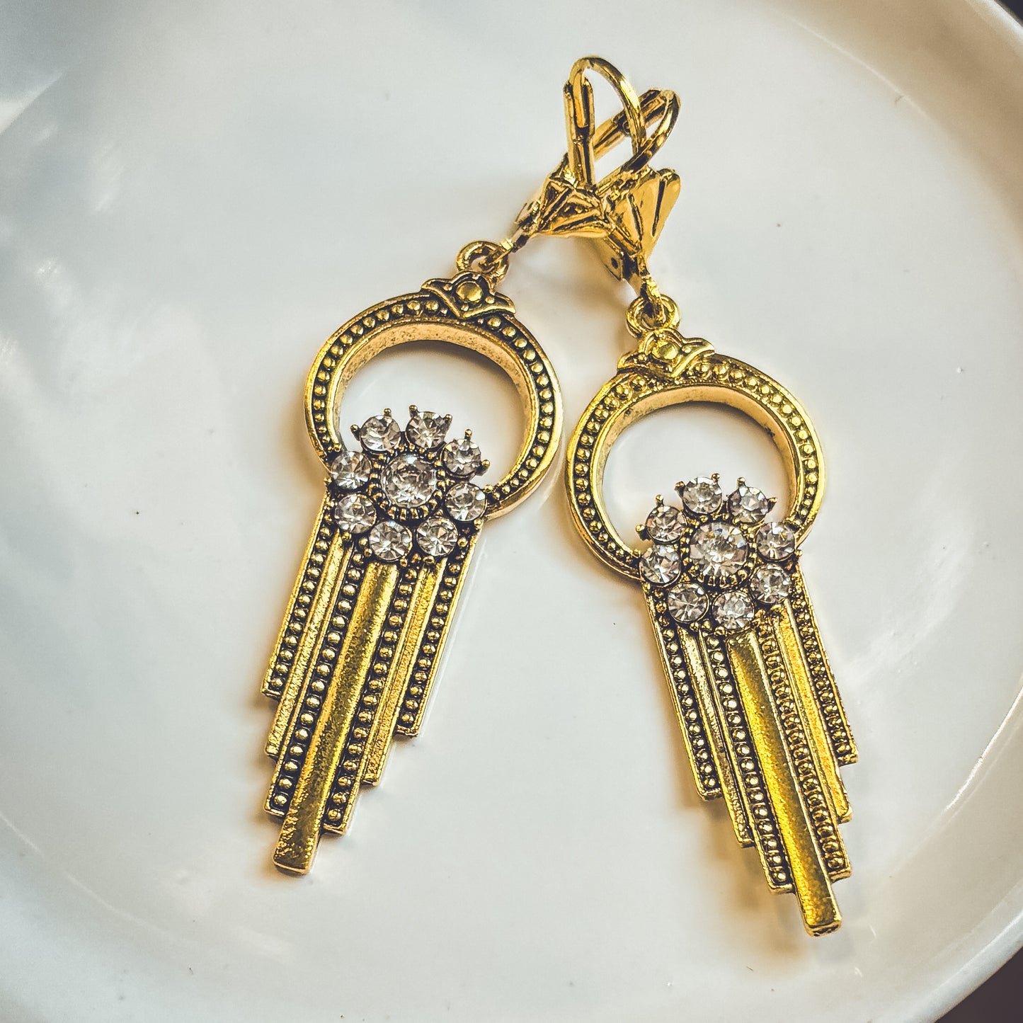 Beautiful Gold and Crystal Victorian Earrings