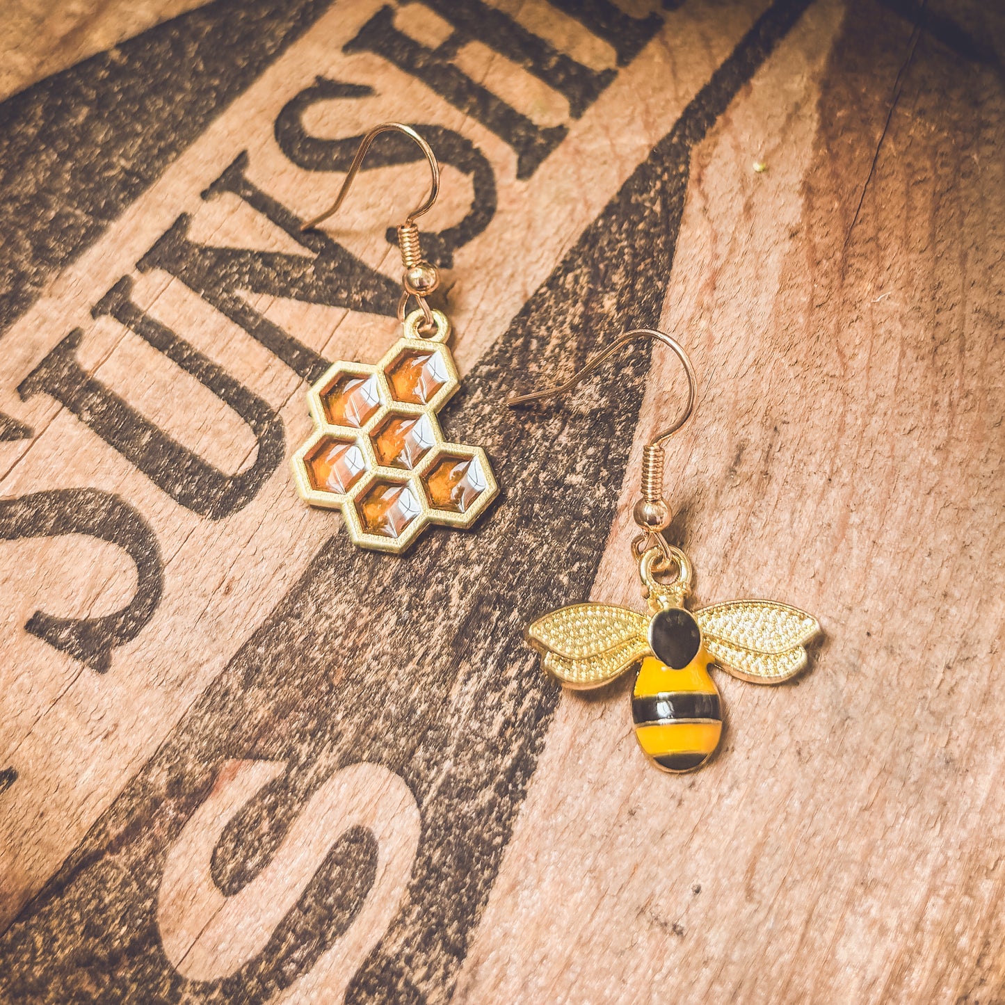 Honeybee Honeycomb Earrings