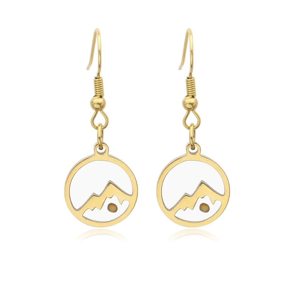Beautiful Gold or Silver Mountain and Mustard Seed Faith Earrings