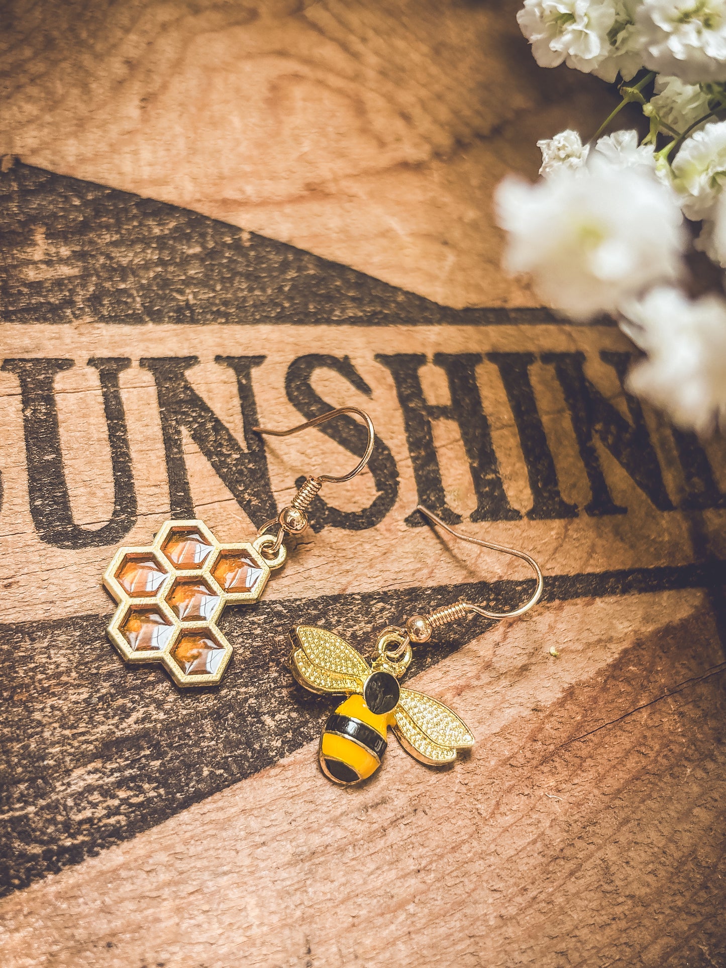 Honeybee Honeycomb Earrings