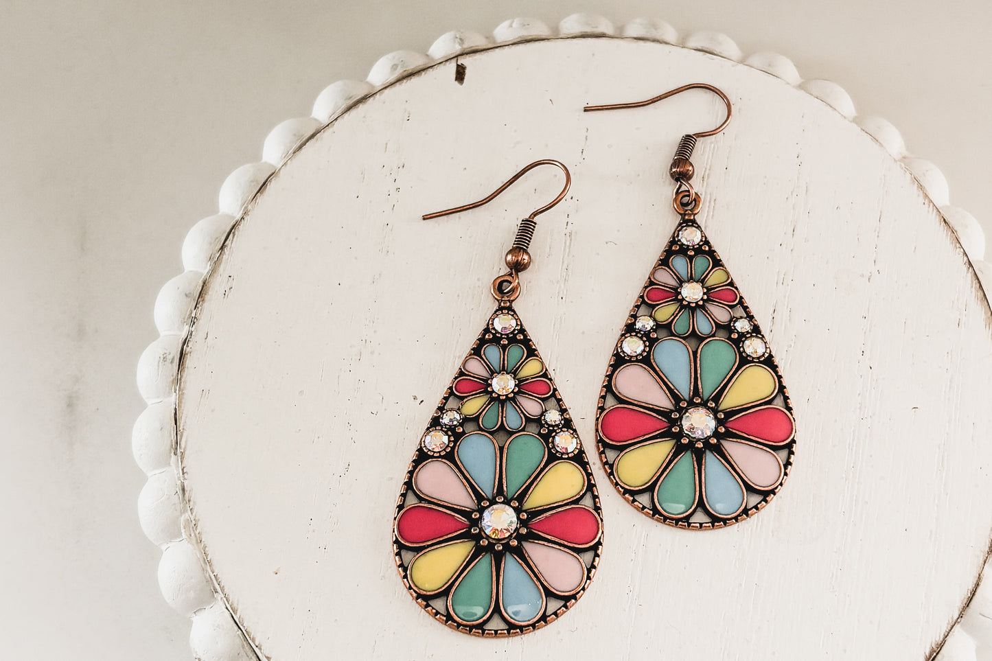 Beautiful Colorful Flower Drop Earrings