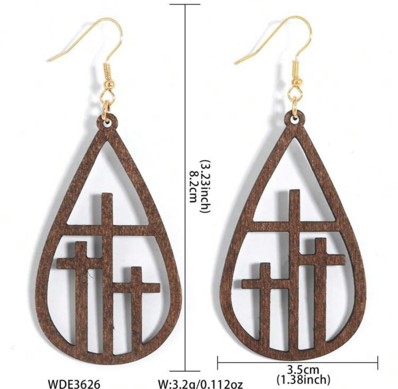 Beautiful Cross at Calvary Wood Earrings