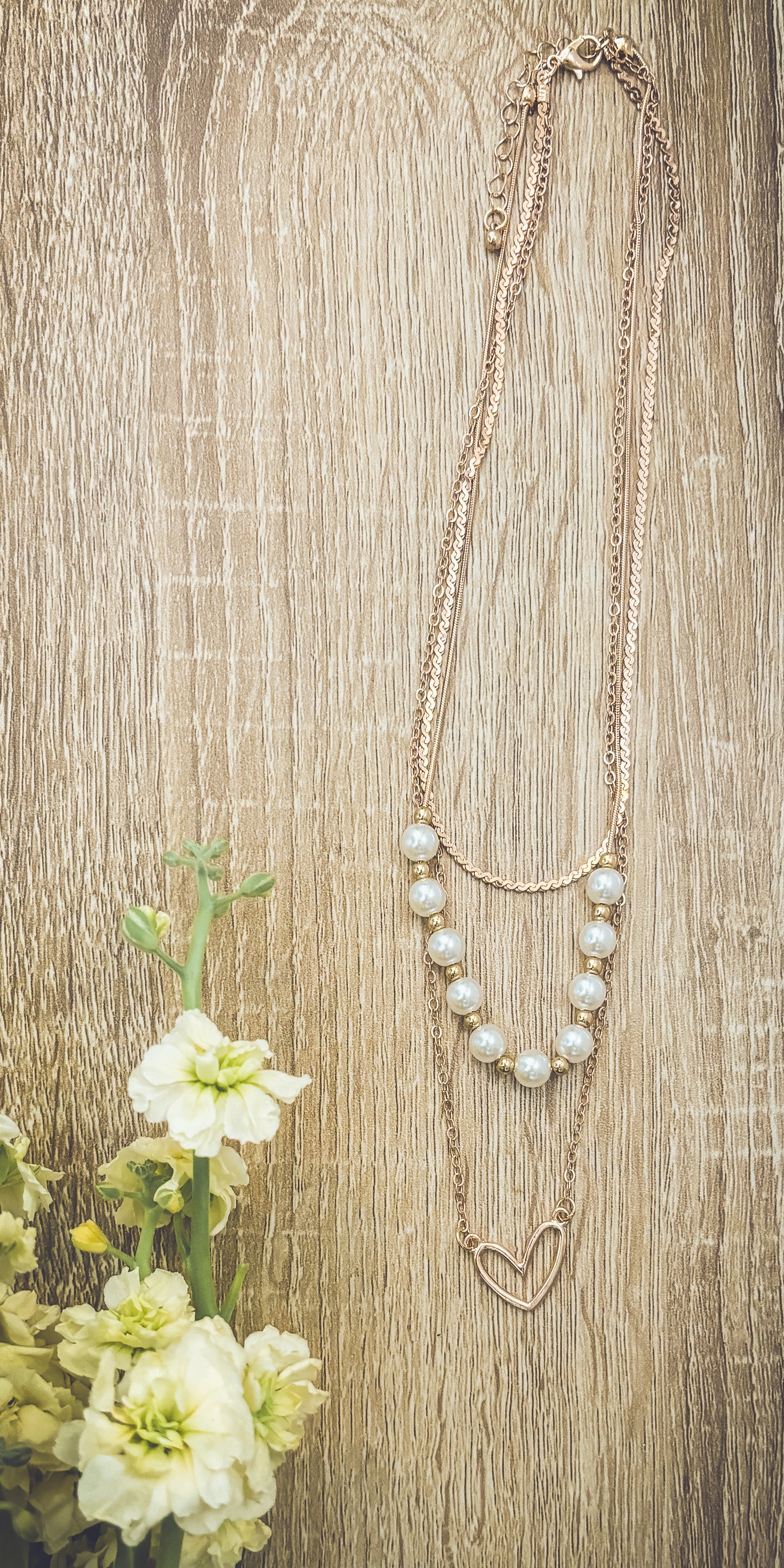 Beautiful Gold and Pearl Heart Necklace
