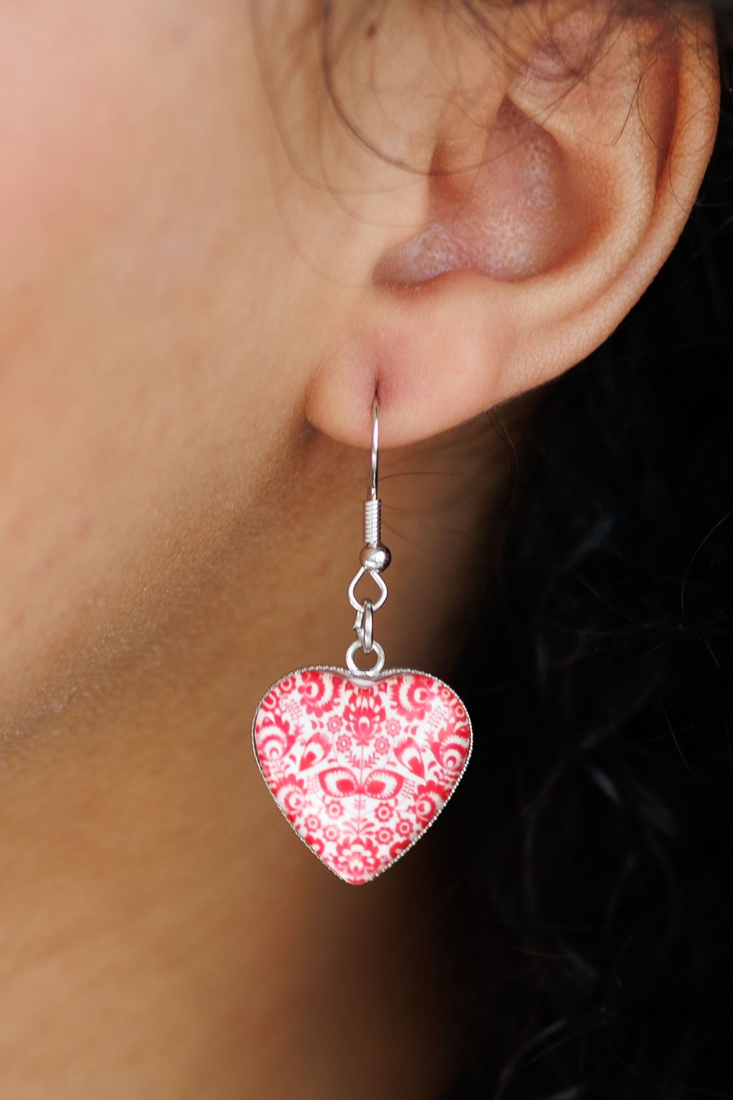 Beautiful Folk Style Heart Earrings