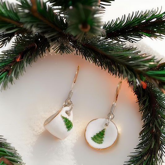 Adorable Christmas Tea Cup Earring Set
