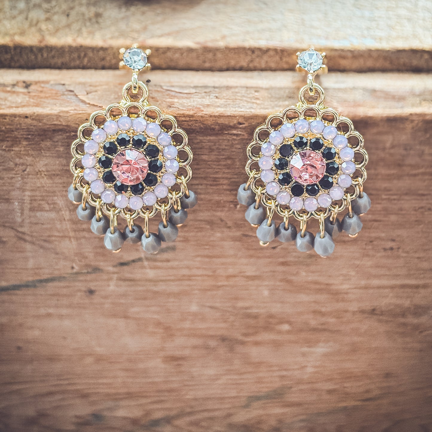 Beautiful Pink and Purple Crystal Drop Earrings