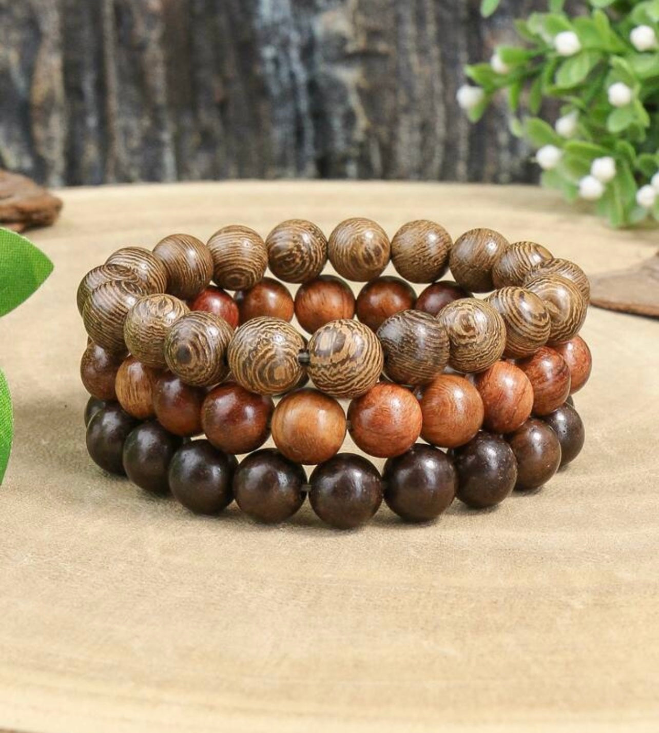 Beautiful Wooden Bead Stacking Bracelet Set