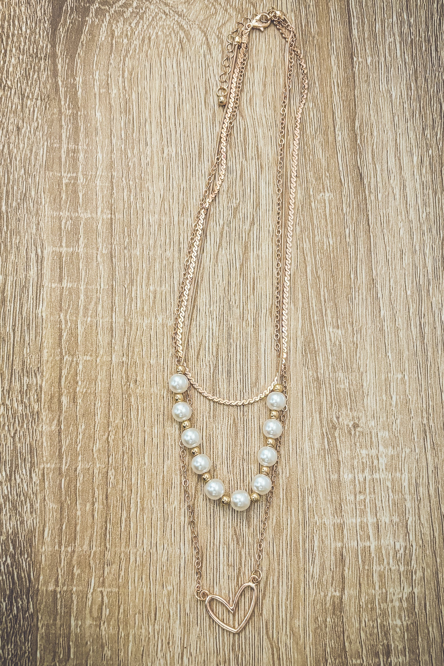 Beautiful Gold and Pearl Heart Necklace