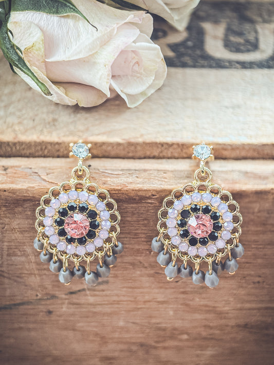 Beautiful Pink and Purple Crystal Drop Earrings