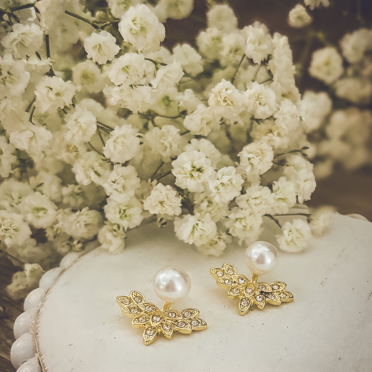 Beautiful Crystal and Pearl Jacket Earrings