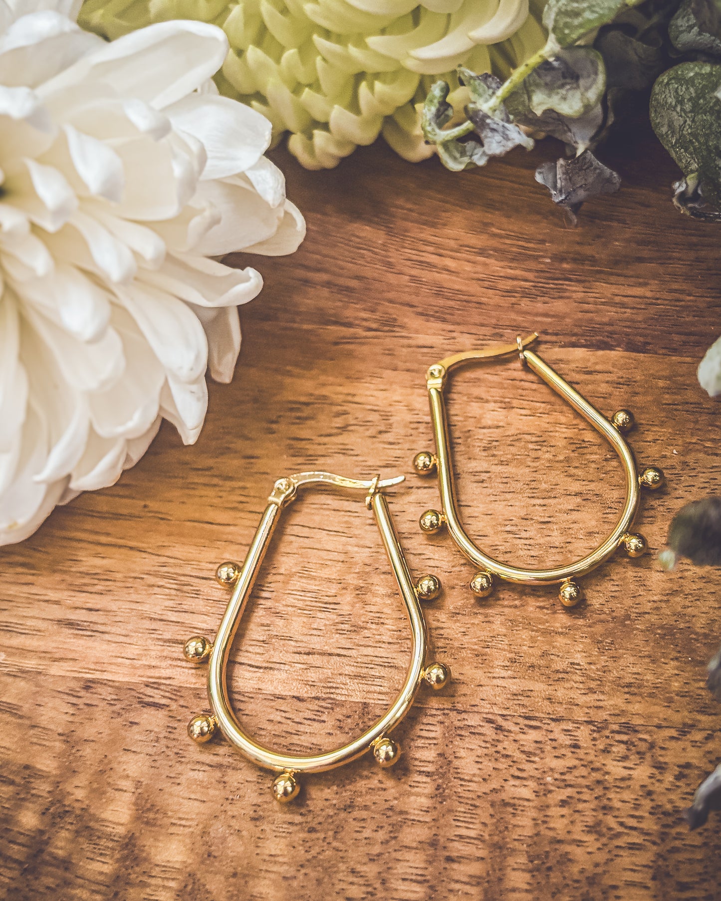 Beautiful Gold Hoop and Bauble Earrings