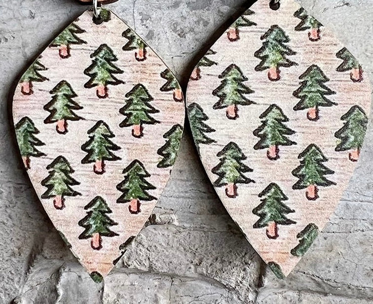 Beautiful Rustic Wood Tree Earrings