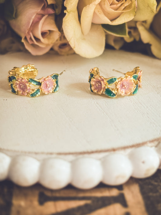 Beautiful Flower Hoop Earrings