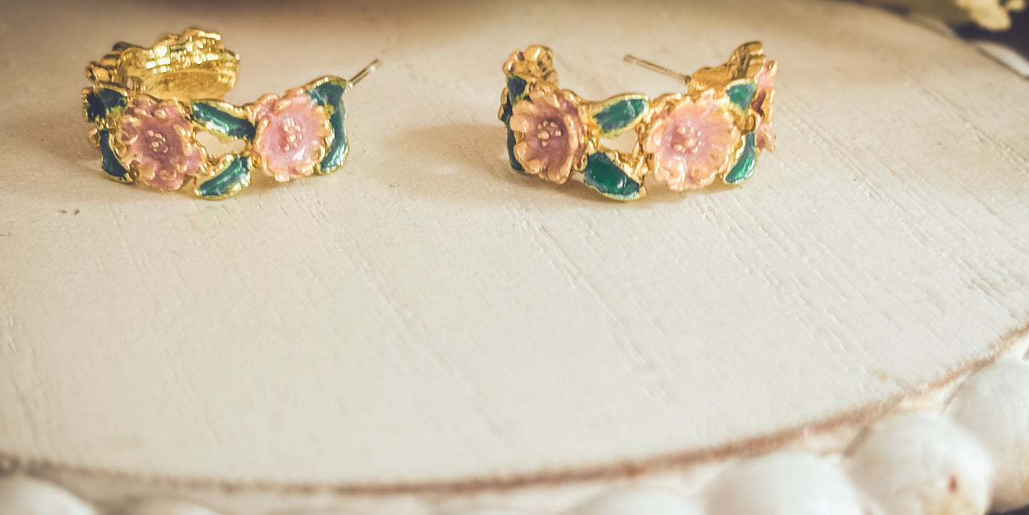 Beautiful Flower Hoop Earrings
