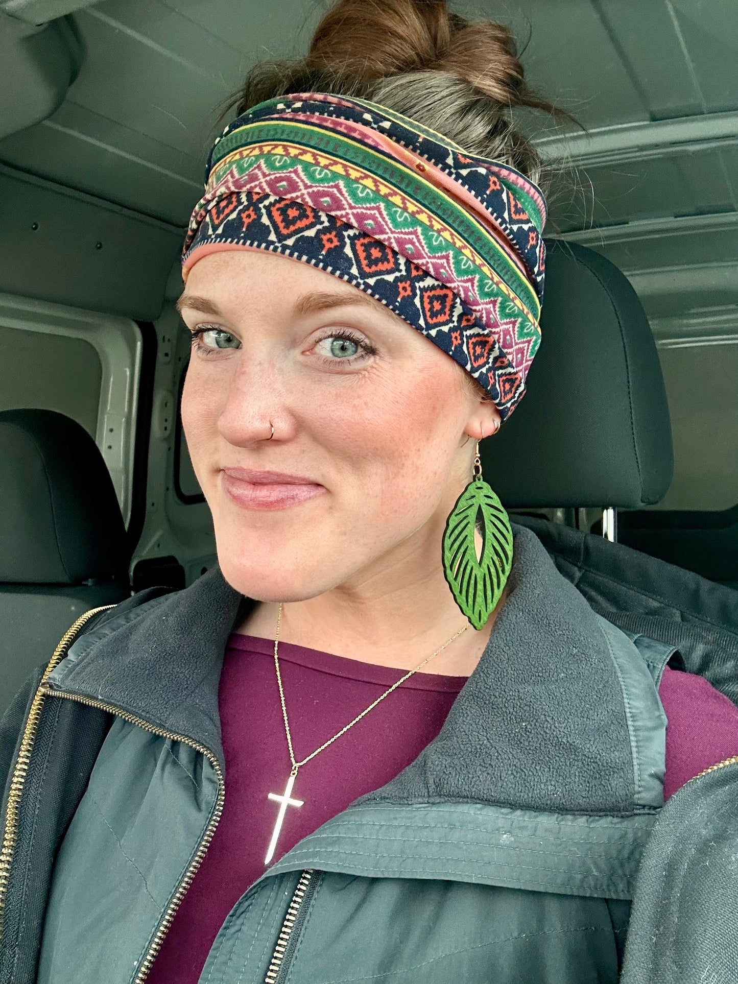 Beautiful Green Wood Leaf Earrings