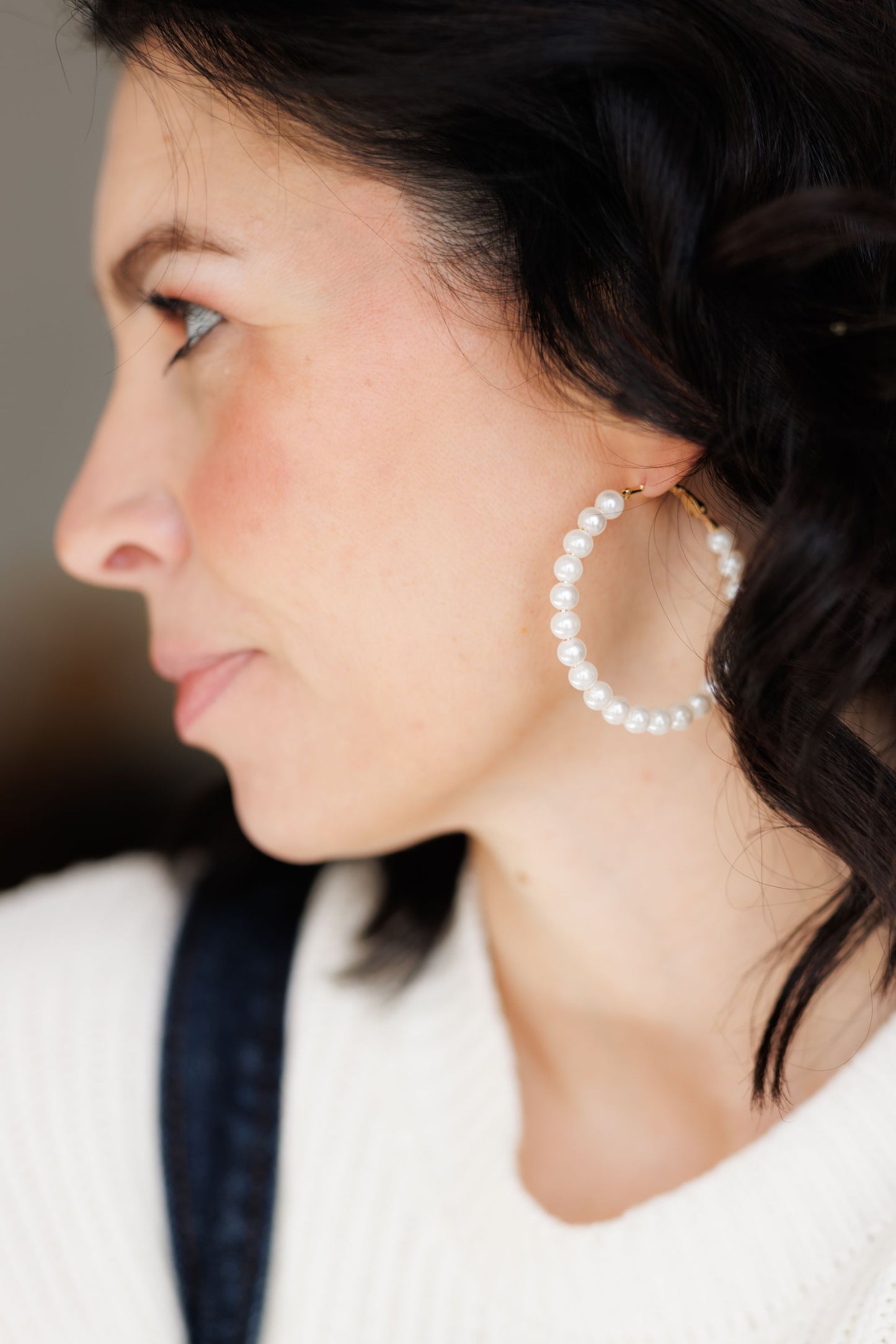 Beautiful Pearl Hoops