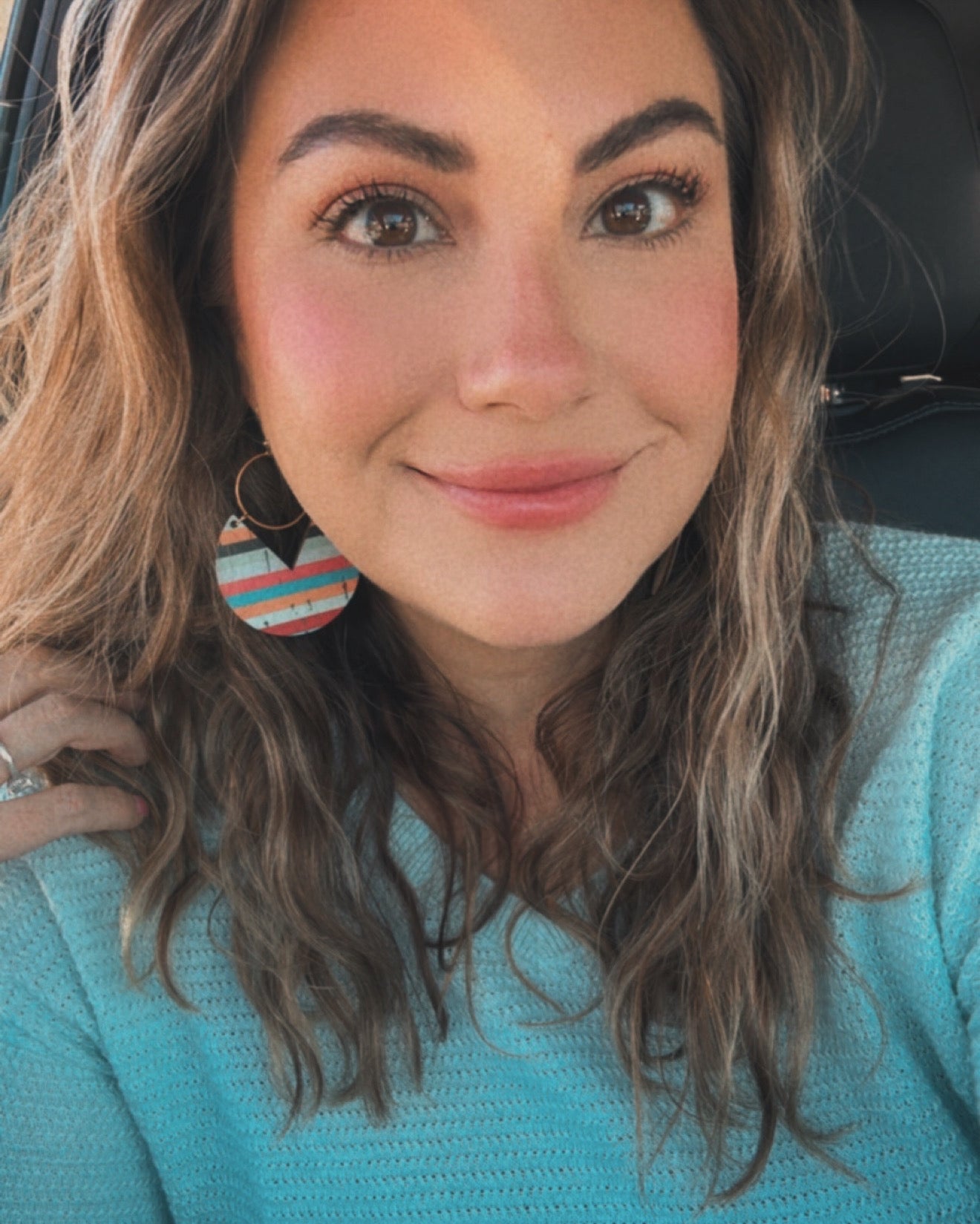 Beautiful Geometric Wood and Gold Pattern Earrings