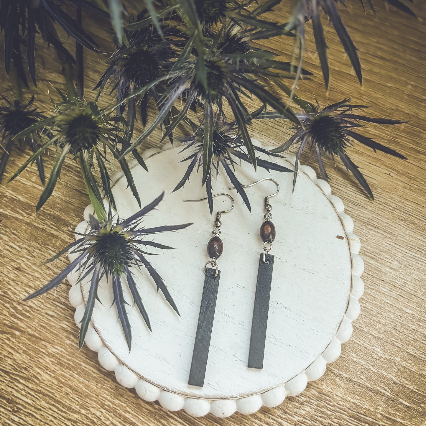 Beautiful Black Wood Earrings