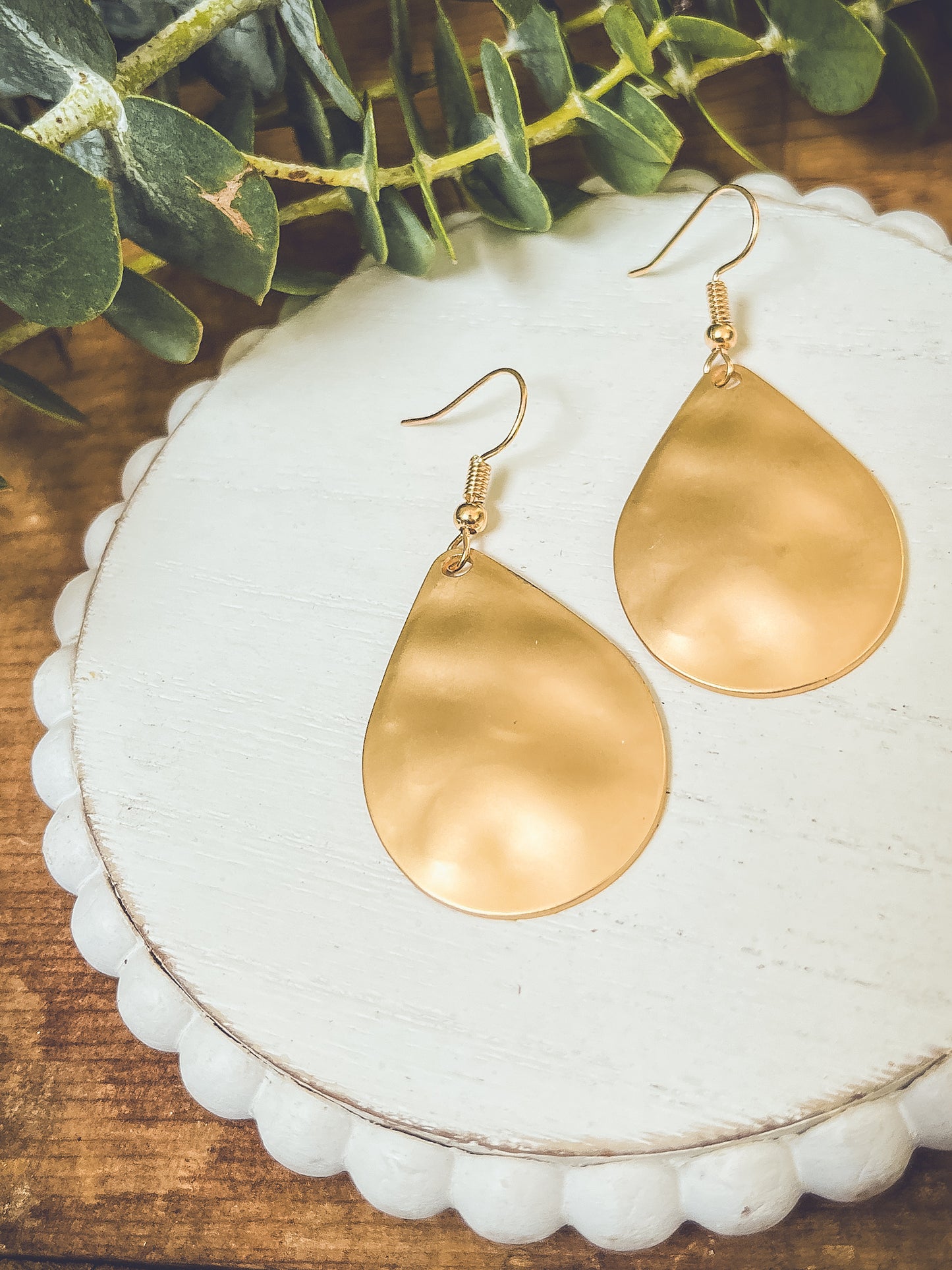 Beautiful Hammered Gold or Silver Drop Earrings