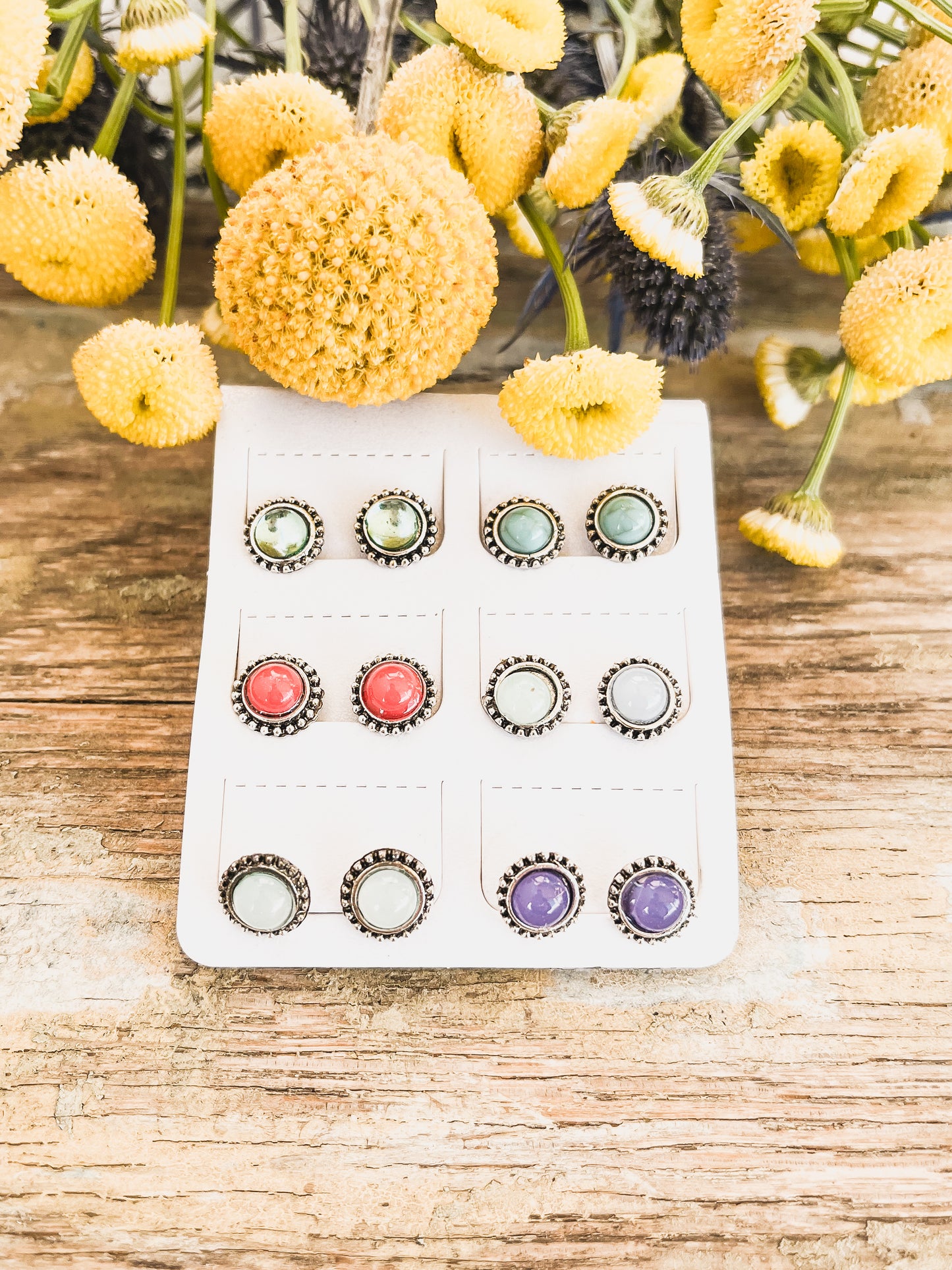 Beautiful Colorful Stud Set - Set of 6