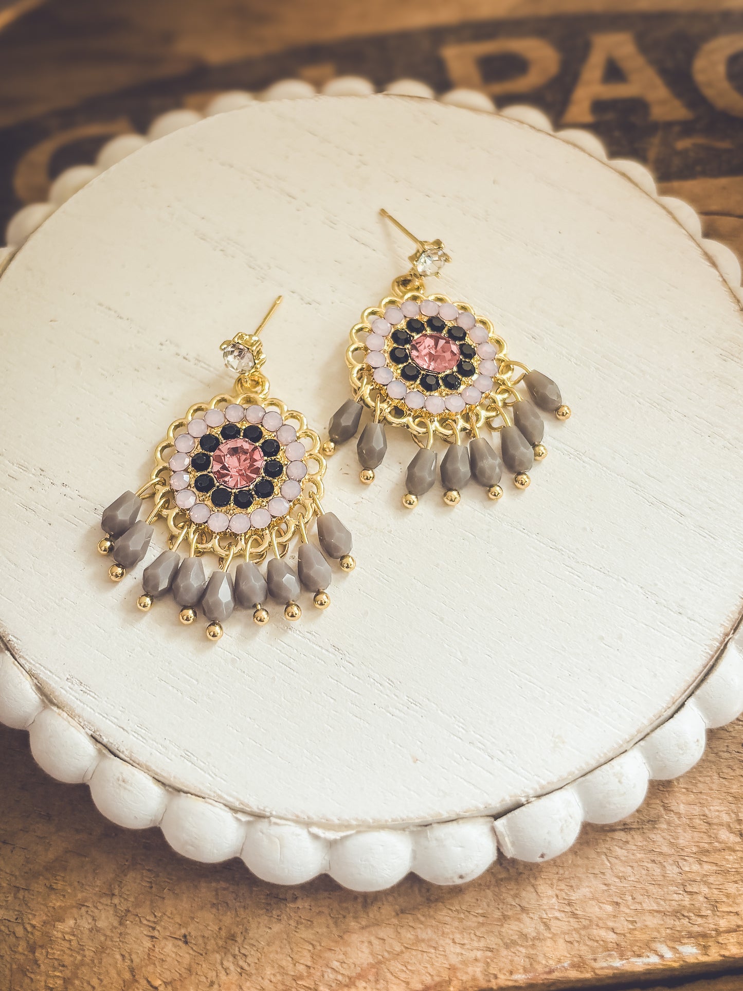 Beautiful Pink and Purple Crystal Drop Earrings