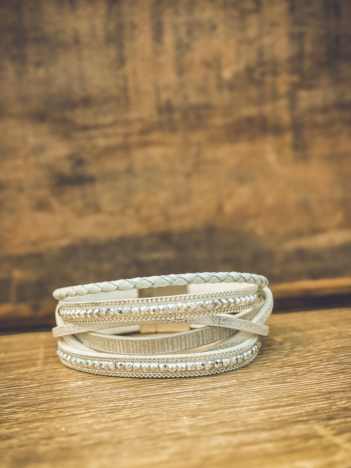Beautiful White Leather Cuff Bracelet