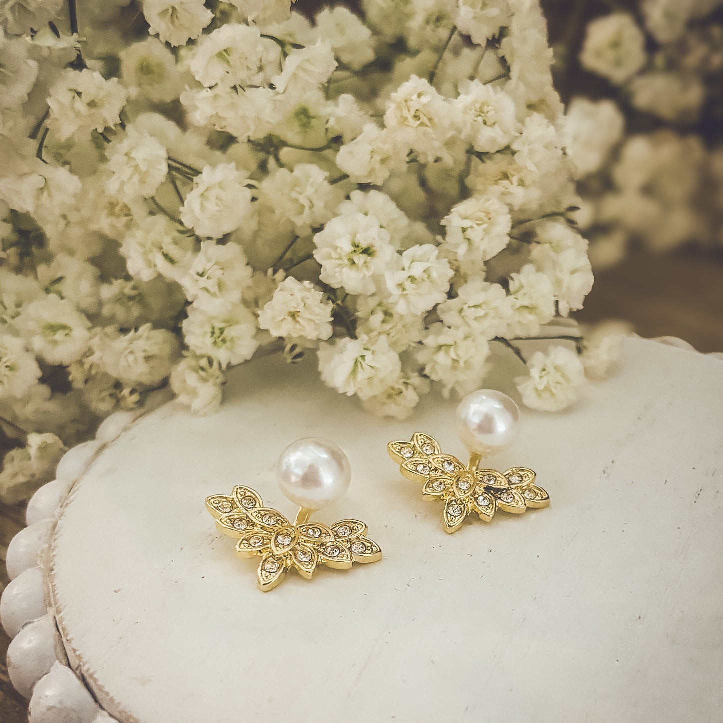 Beautiful Crystal and Pearl Jacket Earrings