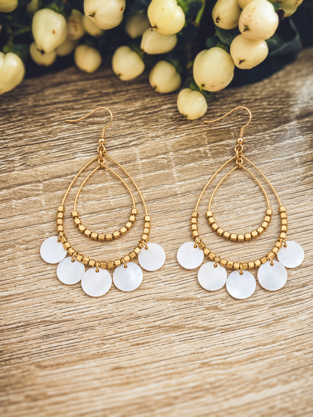 Golden Moonlight Double Teardrop Earrings