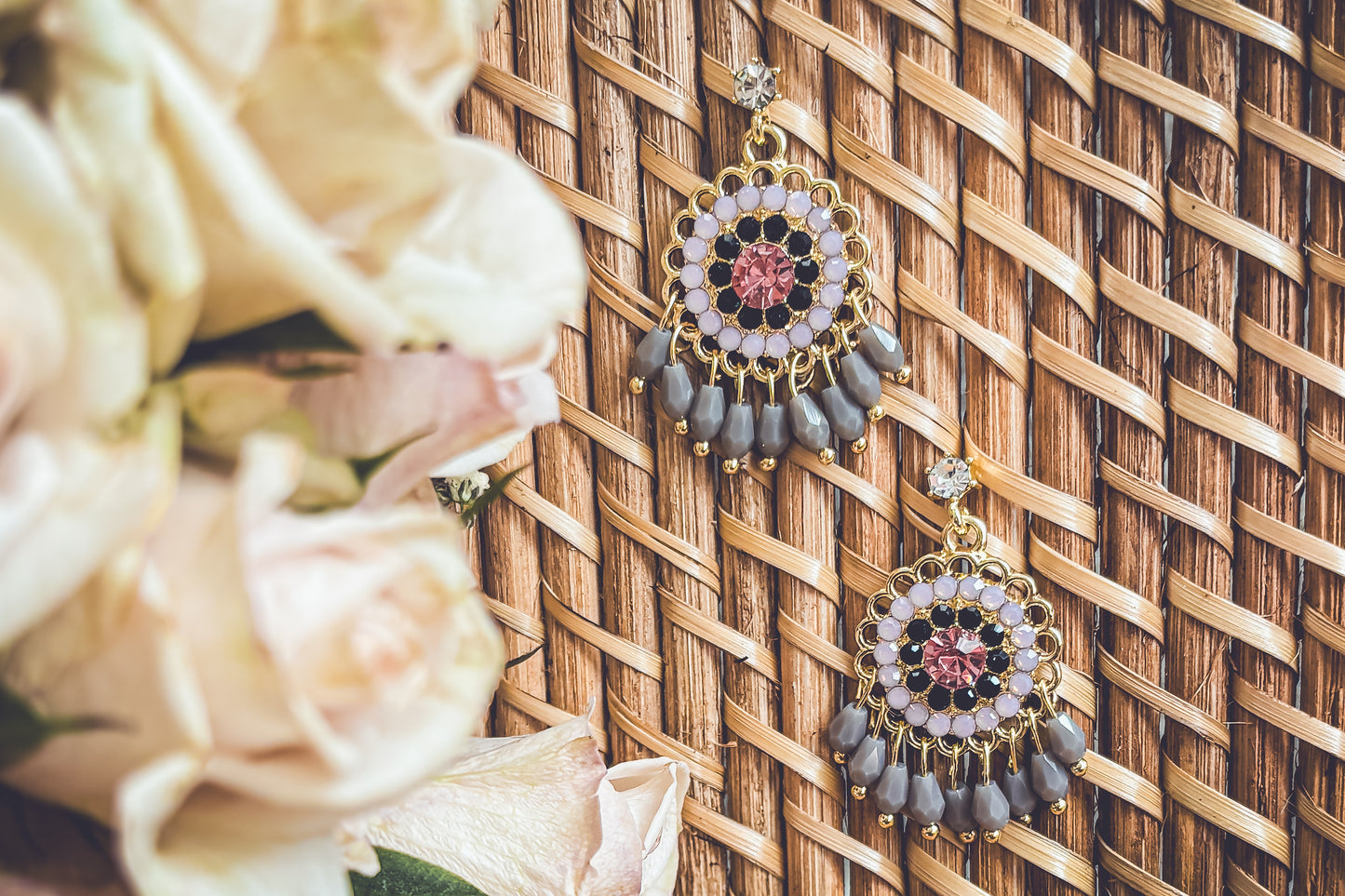 Beautiful Pink and Purple Crystal Drop Earrings