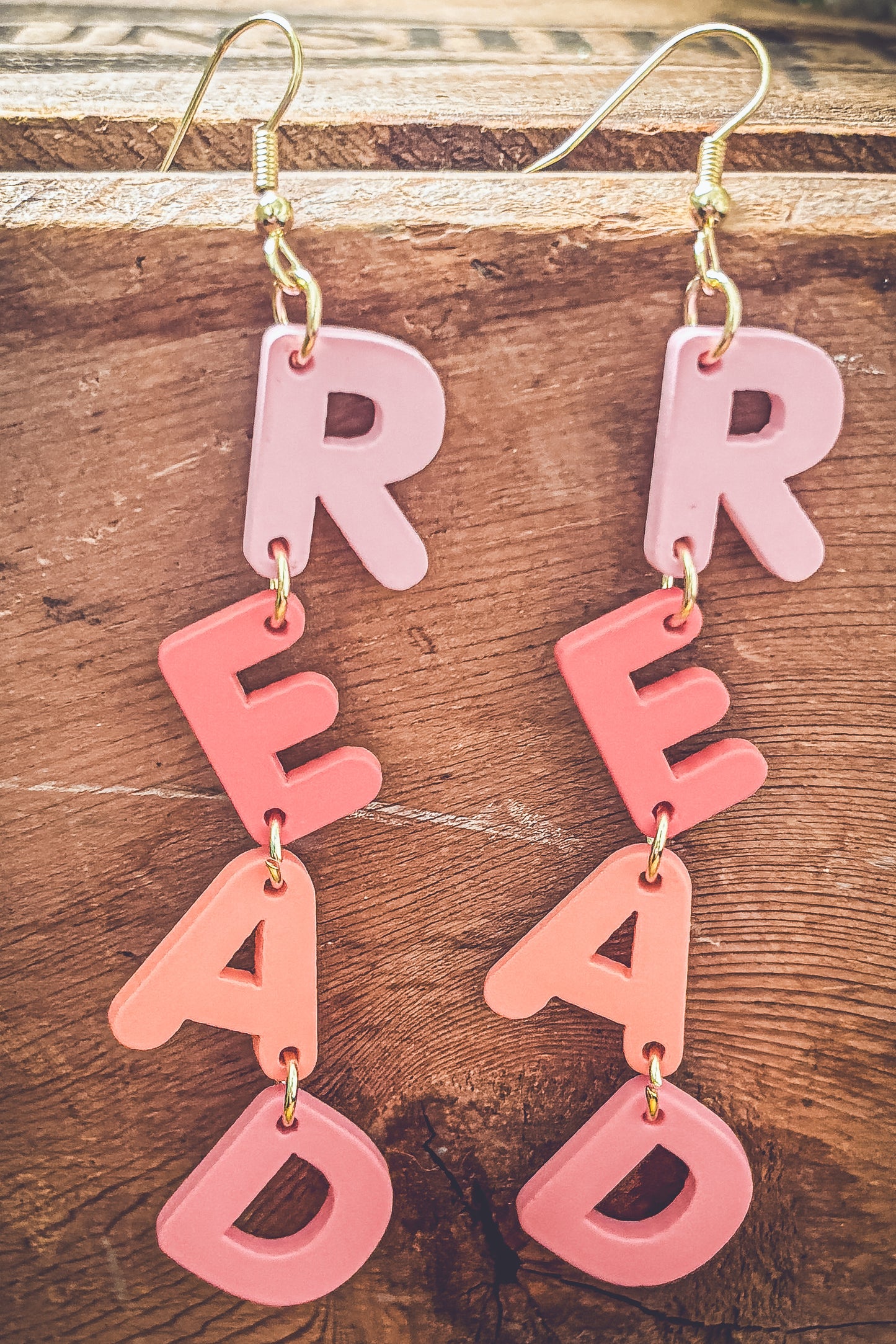 Adorable Pink R-E-A-D Earrings