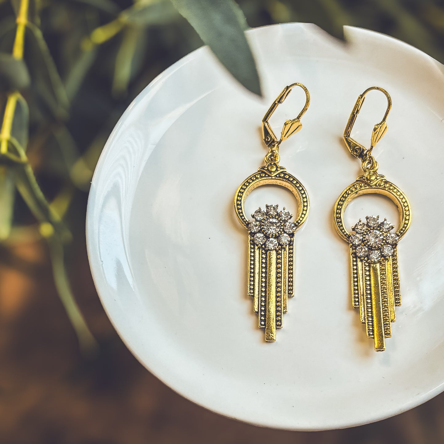 Beautiful Gold and Crystal Victorian Earrings