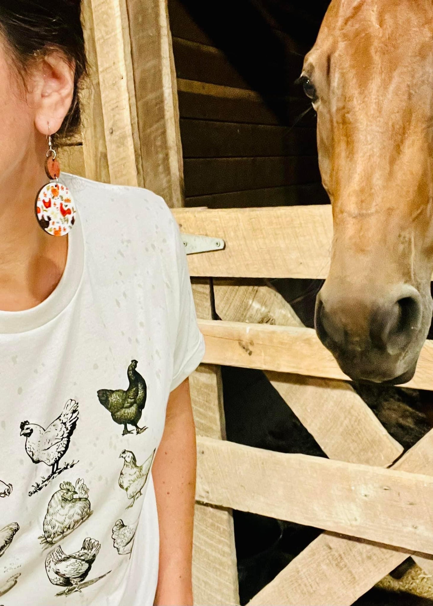 Adorable "The Penelope" Wooden Chicken Earrings
