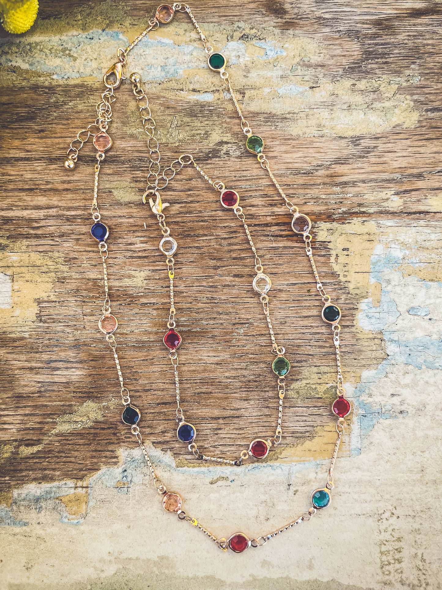 Beautiful Colorful Gold Anklet/Bracelet and Necklace Set