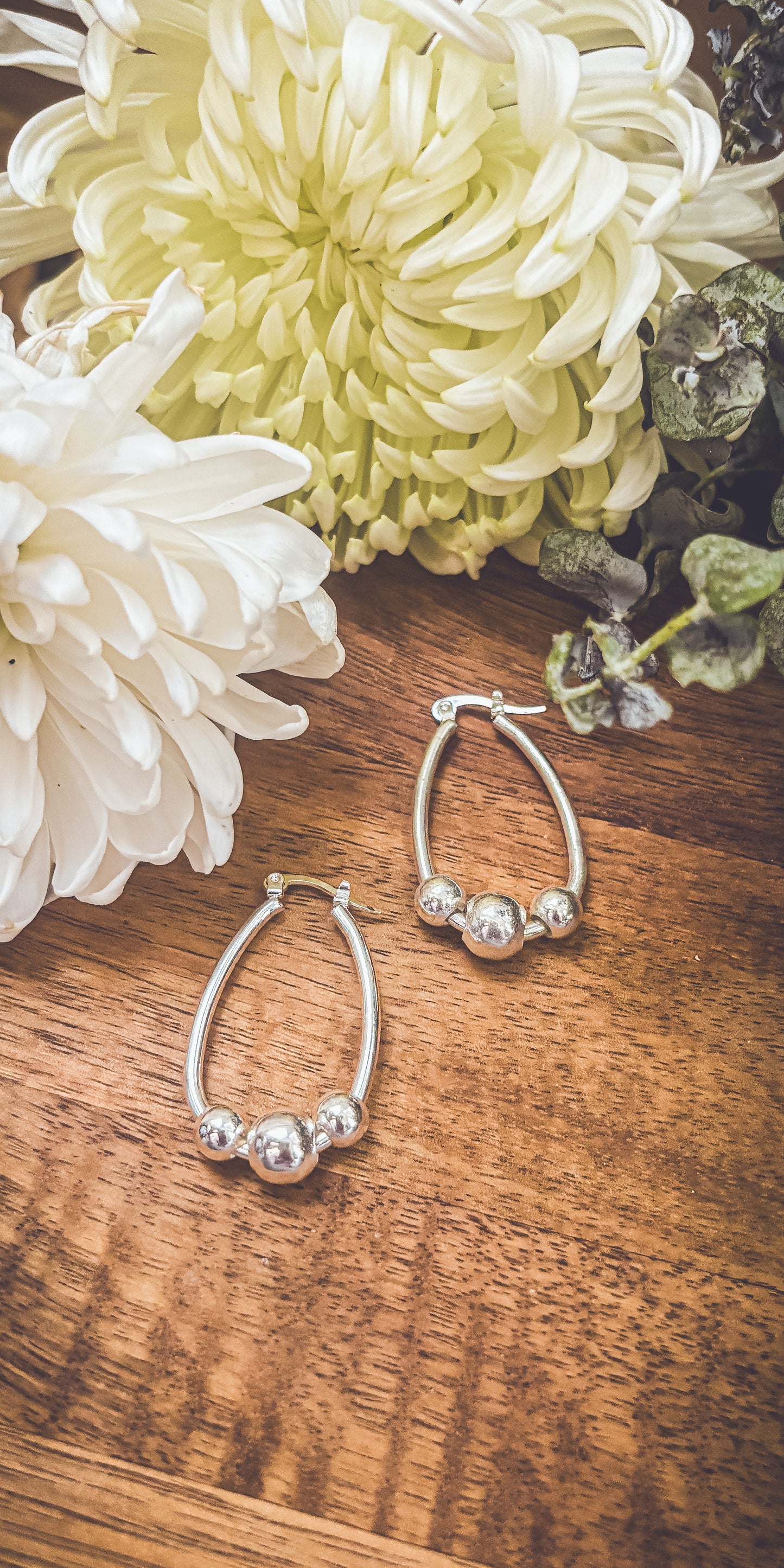 Beautiful Silver Hoop and Bauble Earrings