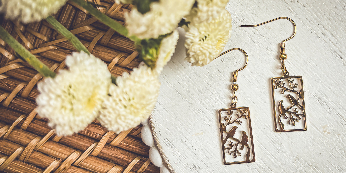Beautiful Gold or Silver Bird Earrings