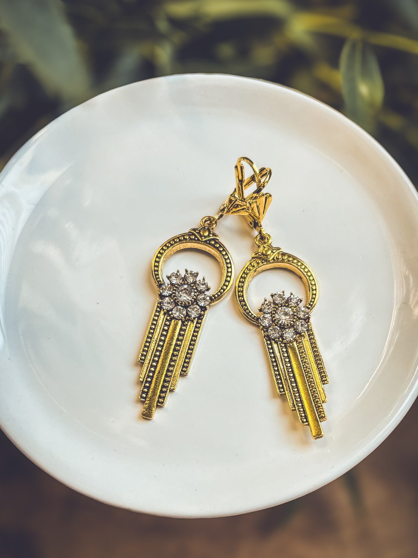 Beautiful Gold and Crystal Victorian Earrings