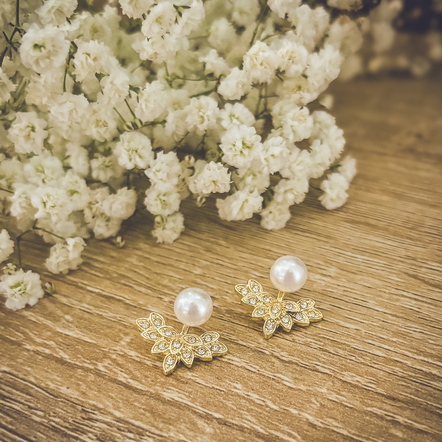Beautiful Crystal and Pearl Jacket Earrings